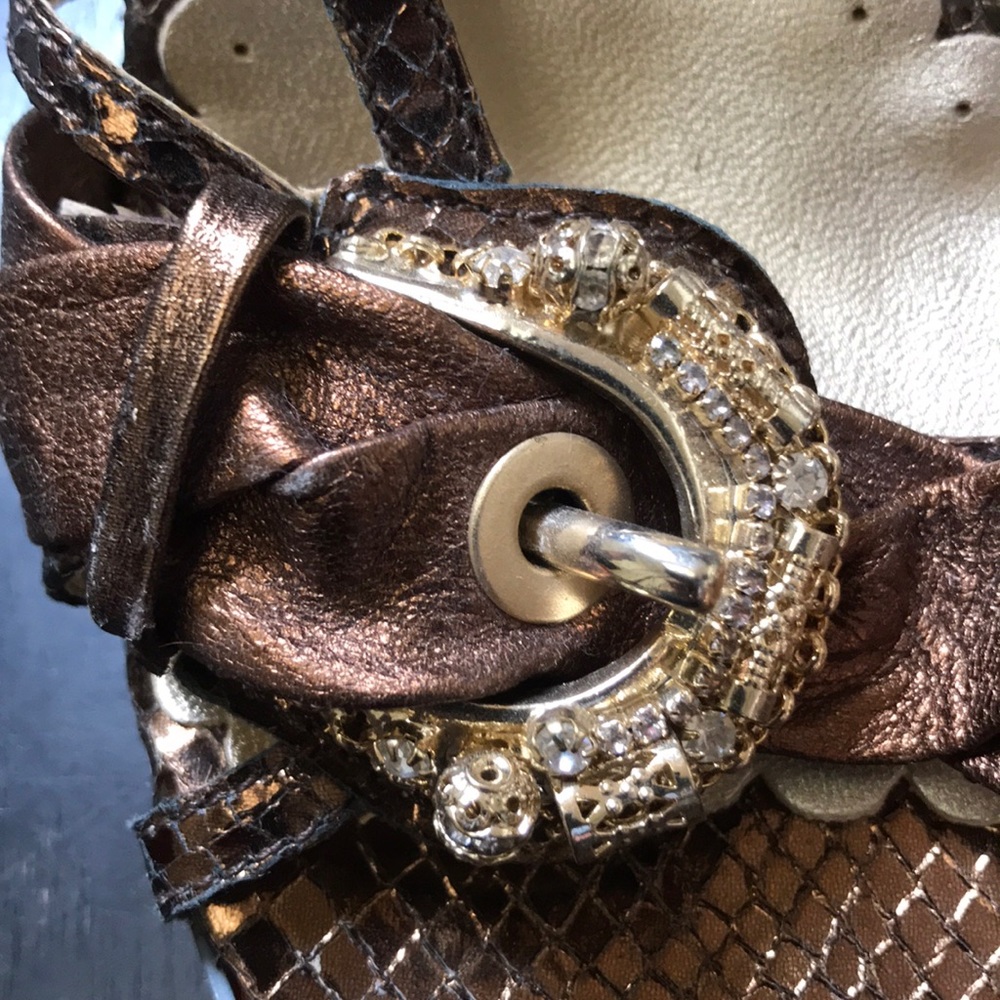 Stunning💛Italian Vintage Heels Snakeskin Bronze - Picture 5 of 10
